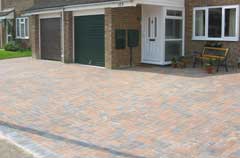 Herringbone pattern in golden brindle from Reillys Paving